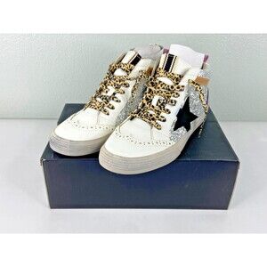Shu Shop Women Star Of The Show Sneaker Silver White Leopard High Top Shoe NWT